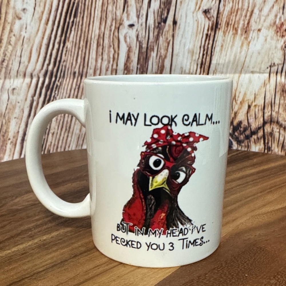 White and Red Chicken Design Coffee Mug